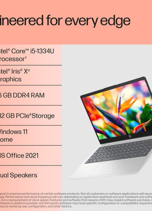HP 14, 13th Gen Intel Core i5-1334U Laptop (16GB DDR4,512GB SSD) Anti-Glare, Micro-Edge, 14/35.6cm, FHD, Win11, M365 Basic(1yr),Office Home24, Silver,1.4kg, FHD Camera w/Privacy Shutter,ep0340TU 