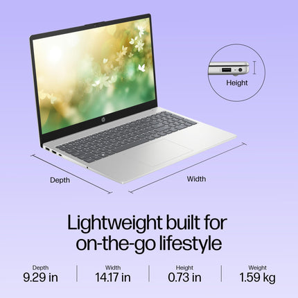 HP 15, 13th Gen Intel Core i3-1315U, 8GB DDR4, 512GB SSD, (Win 11, Office 21, Silver, 1.59kg), Anti-Glare, Micro-Edge, 15.6-inch(39.6cm), FHD Laptop, Intel UHD Graphics, 1080p FHD Camera, fd0186TU 