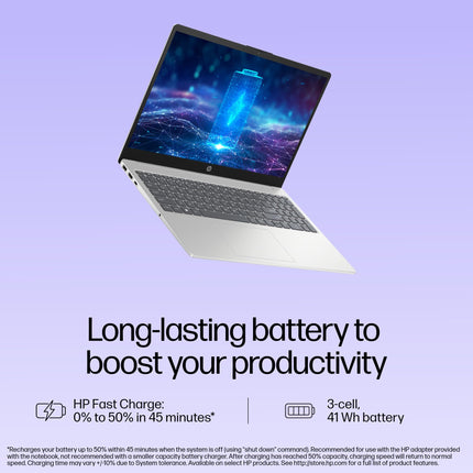 HP 15, 13th Gen Intel Core i3-1315U, 8GB DDR4, 512GB SSD, (Win 11, Office 21, Silver, 1.59kg), Anti-Glare, Micro-Edge, 15.6-inch(39.6cm), FHD Laptop, Intel UHD Graphics, 1080p FHD Camera, fd0186TU 