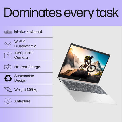 HP 15, 13th Gen Intel Core i3-1315U, 8GB DDR4, 512GB SSD, (Win 11, Office 21, Silver, 1.59kg), Anti-Glare, Micro-Edge, 15.6-inch(39.6cm), FHD Laptop, Intel UHD Graphics, 1080p FHD Camera, fd0186TU 