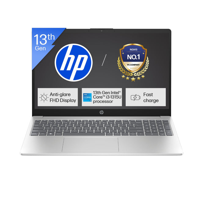 HP 15, 13th Gen Intel Core i3-1315U Laptop (8GB DDR4,512GB SSD) Anti-Glare, Micro-Edge,15.6''/39.6cm, FHD, Win11,M365 Basic(1yr),Office Home24, Silver,1.59kg, FHD Camera w/Privacy Shutter, fd0569TU 