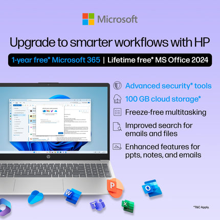 HP 15, 13th Gen Intel Core i3-1315U Laptop (8GB DDR4,512GB SSD) Anti-Glare, Micro-Edge,15.6''/39.6cm, FHD, Win11,M365 Basic(1yr),Office Home24, Silver,1.59kg, FHD Camera w/Privacy Shutter, fd0569TU 
