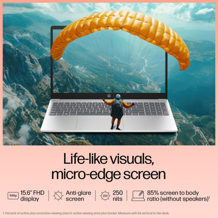 HP 15, 13th Gen Intel Core i5-1334U Laptop (12GB DDR4,512GB SSD) Anti-Glare,Micro-Edge,15.6''/39.6cm, FHD, Win11,M365,Office24, Silver,1.59kg, Iris Xe Graphics, FHD Camera w/Privacy Shutter, fd0575TU 