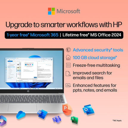 HP 15, 13th Gen Intel Core i5-1334U Laptop(16GB DDR4, 512GB SSD), 15.6"/39.6cm,FHD,Win 11,Office 24,Microsoft 365*, Silver,1.59kg, Iris Xe Graphics, FHD Camera w/Privacy Shutter, Backlit KB, fd0467tu 