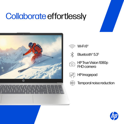 HP 15, 13th Gen Intel Core i5-13420H, (16GB DDR4, 512GB SSD), FHD, Anti-Glare, Micro-Edge, 15.6''/39.6cm, Win11, M365 Basic(1yr)* Office24, Silver, 1.65kg, fr0028TU, Camera w/Shutter, Backlit Laptop 