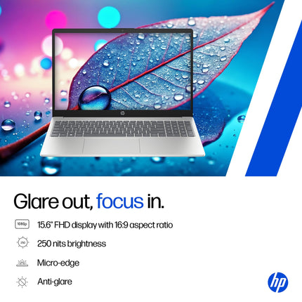 HP 15, 13th Gen Intel Core i5-13420H, (16GB DDR4, 512GB SSD), FHD, Anti-Glare, Micro-Edge, 15.6''/39.6cm, Win11, M365 Basic(1yr)* Office24, Silver, 1.65kg, fr0028TU, Camera w/Shutter, Backlit Laptop 