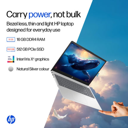 HP 15, 13th Gen Intel Core i5-13420H, (16GB DDR4, 512GB SSD), FHD, Anti-Glare, Micro-Edge, 15.6''/39.6cm, Win11, M365 Basic(1yr)* Office24, Silver, 1.65kg, fr0028TU, Camera w/Shutter, Backlit Laptop 