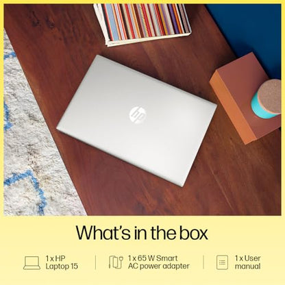 HP 15, AMD Ryzen 3 7320U, 8GB LPDDR5, 512GB SSD, Anti-Glare, Micro-Edge, 15.6-inch (39.6 cm), FHD, AMD Radeon Graphics, 1080p HD Camera, (Win 11, Silver, 1.59 kg), fc0154AU 