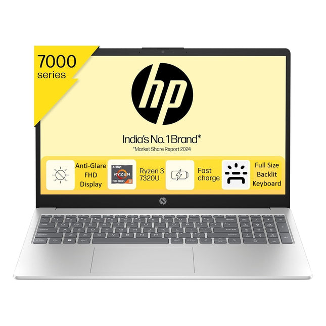 HP 15 AMD Ryzen 3 7320U (8GB Ram/512GB SSD/Fhd/15.6" (39.6 Cm)/Backlit Keyboard/Windows 11/Ms Office 21/1.59Kg/Silver) Fc0026Au Laptop 