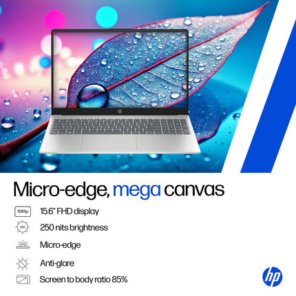 HP 15, AMD Ryzen 7 7735HS (16GB DDR5,512GB SSD) FHD, Anti-Glare, Micro-Edge, 15.6''/39.6cm, Win11, M365 Basic(1yr)* Office24, Silver, 1.59kg, fc1038AU, AMD Radeon FHD Camera w/Shutter, Backlit Laptop 