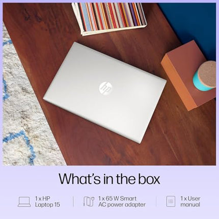 HP 15, Intel Core i3-1315U-13th Gen Laptop (8GB DDR4 Ram,512GB SSD) Anti-Glare, Micro-Edge,15.6'' FHD, Win11,M365 Basic(1yr),Office Home24, Silver,1.59kg, FHD 15-FD0569TU/FD0129TU 