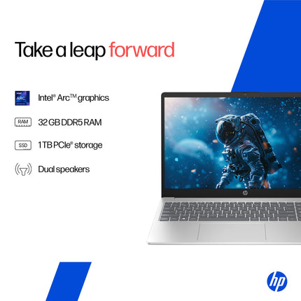 HP 15, Intel Ultra 5 125H, 12 Tops (32GB DDR5, 1TB SSD) FHD, IPS, 15.6''/39.6cm, Win11, M365 Basic(1yr)*Office24, Silver, 1.65kg, fd1279TU, Intel Arc Graphics, FHD Camera, Backlit, AI Powered Laptop 