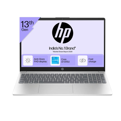 HP 15, 13th Gen Intel Core i3-1315U, 8GB DDR4, 512GB SSD, (Win 11, Office 21, Silver, 1.59kg), Anti-Glare, Micro-Edge, 15.6-inch(39.6cm), FHD Laptop, Intel UHD Graphics, 1080p FHD Camera, fd0186TU 