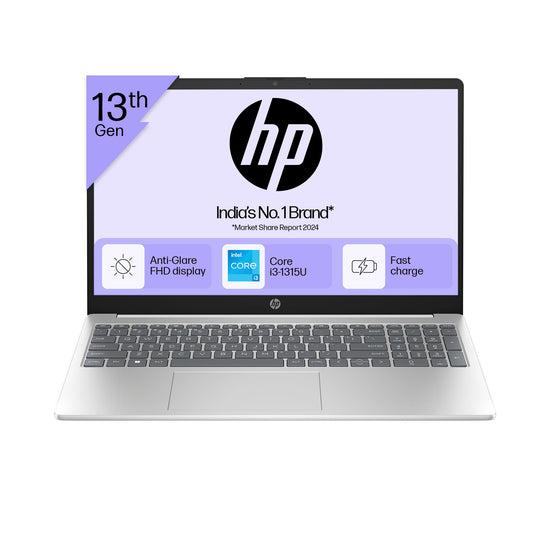 HP 15, 13th Gen Intel Core i3-1315U, 8GB DDR4, 512GB SSD, (Win 11, Office 21, Silver, 1.59kg), Anti-Glare, Micro-Edge, 15.6-inch(39.6cm), FHD Laptop, Intel UHD Graphics, 1080p FHD Camera, fd0186TU 