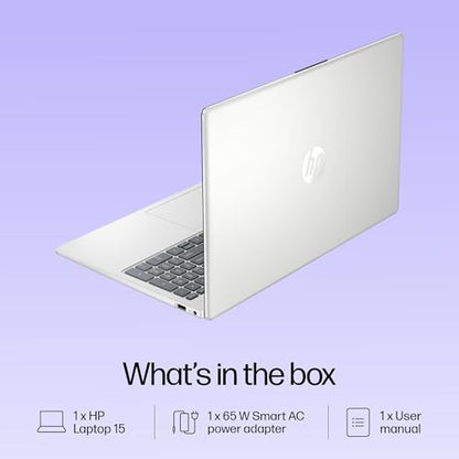 HP 15, 13th Gen Intel Core i3-1315U, 8GB DDR4, 512GB SSD, (Win 11, Office 21, Silver, 1.59kg), Anti-Glare, Micro-Edge, 15.6-inch(39.6cm), FHD Laptop, Intel UHD Graphics, 1080p FHD Camera, fd0186TU 