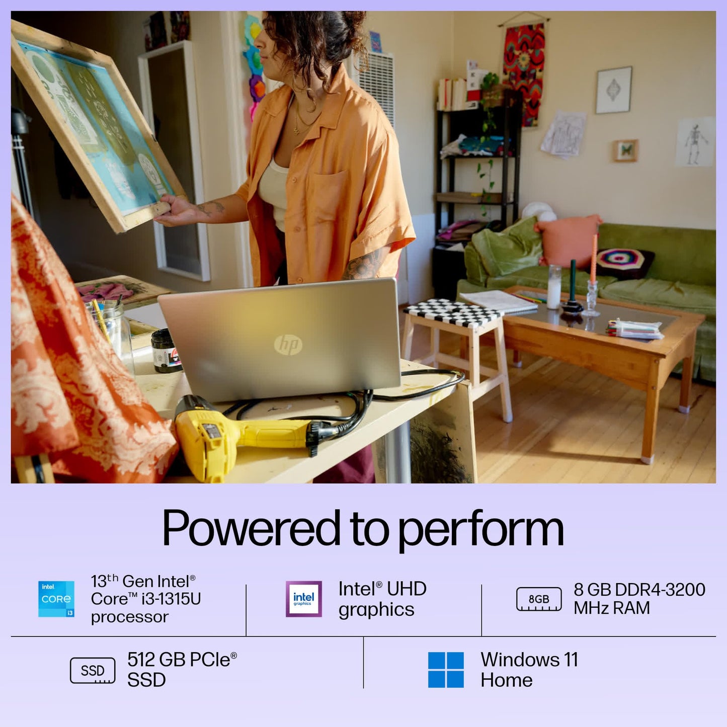 HP 15, 13th Gen Intel Core i3-1315U, 8GB DDR4, 512GB SSD, (Win 11, Office 21, Silver, 1.59kg), Anti-Glare, Micro-Edge, 15.6-inch(39.6cm), FHD Laptop, Intel UHD Graphics, 1080p FHD Camera, fd0186TU 