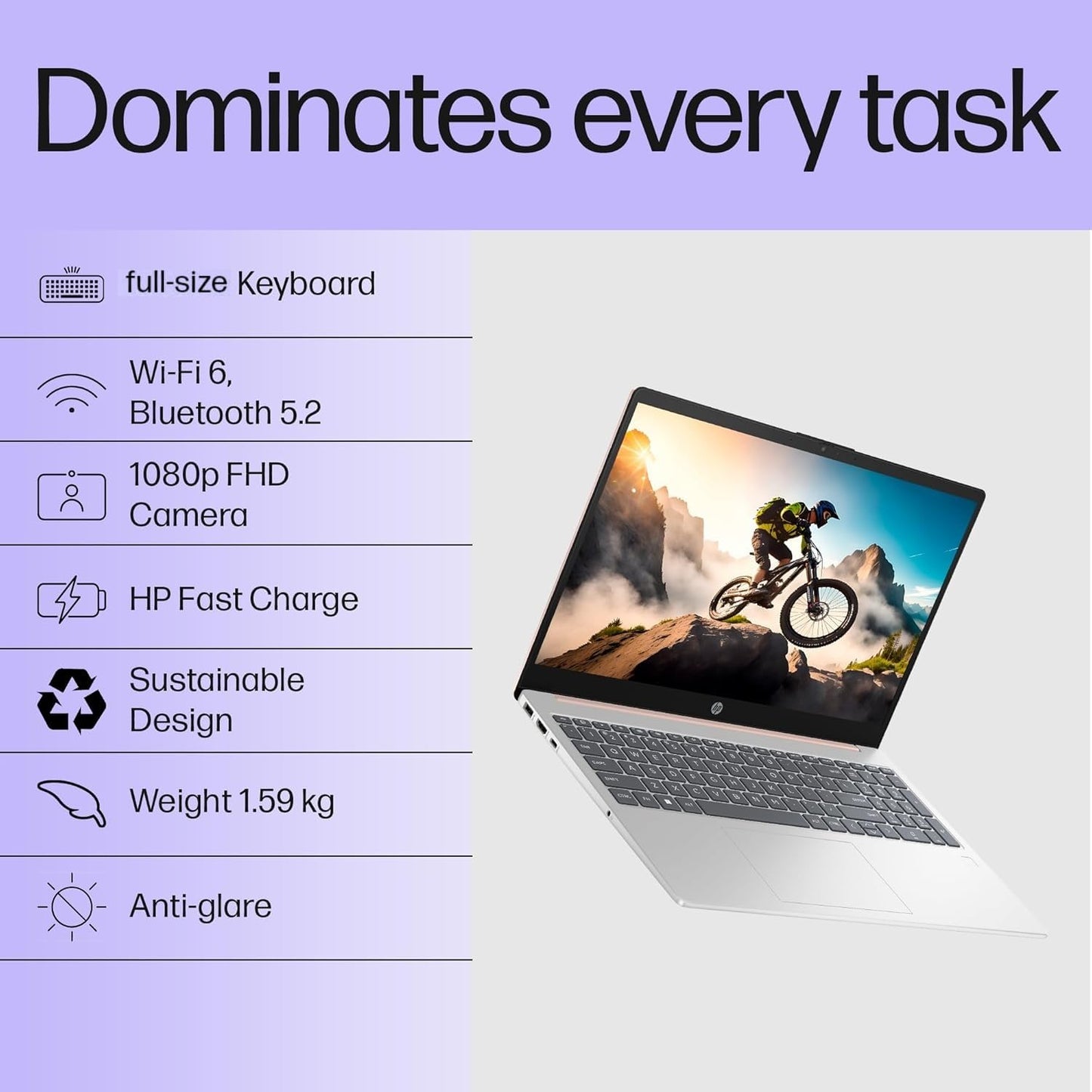 HP 15, 13th Gen Intel Core i3-1315U, 8GB DDR4, 512GB SSD, (Win 11, Office 21, Silver, 1.59kg), Anti-Glare, Micro-Edge, 15.6-inch(39.6cm), FHD Laptop, Intel UHD Graphics, 1080p FHD Camera, fd0186TU 