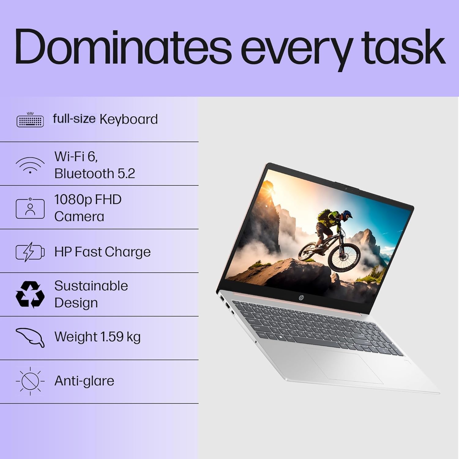 HP 15, 13th Gen Intel Core i3-1315U, 8GB DDR4, 512GB SSD, (Win 11, Office 21, Silver, 1.59kg), Anti-Glare, Micro-Edge, 15.6-inch(39.6cm), FHD Laptop, Intel UHD Graphics, 1080p FHD Camera, fd0186TU 