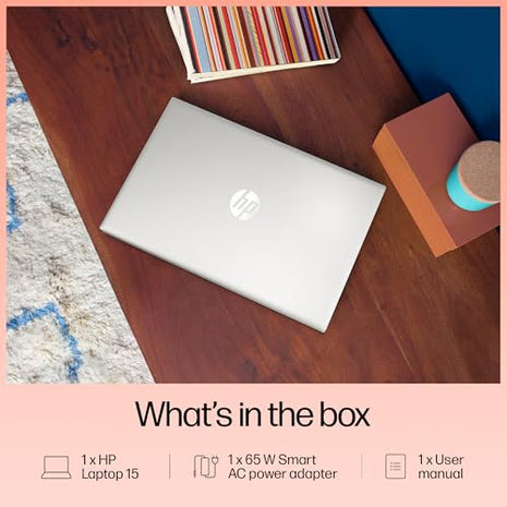 HP 15, 13th Gen Intel Core i5-1335U Laptop (16GB DDR4,512GB SSD) Anti-Glare, Micro-edge,15.6''/39.6cm, FHD, Win11,M365,Office24, Silver,1.59kg, Iris Xe Graphics, FHD Camera w/privacy shutter, fd0577TU 