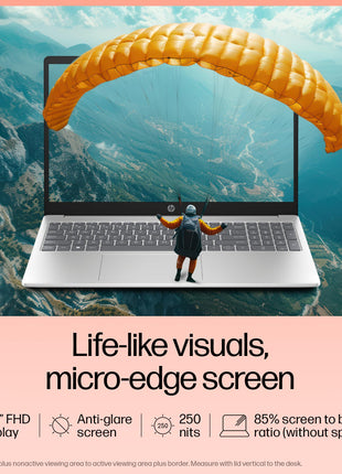 HP 15, 13th Gen Intel Core i5-1335U Laptop (16GB DDR4,512GB SSD) Anti-Glare, Micro-edge,15.6''/39.6cm, FHD, Win11,M365,Office24, Silver,1.59kg, Iris Xe Graphics, FHD Camera w/privacy shutter, fd0577TU 