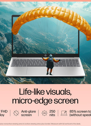 HP 15, 13th Gen Intel Core i5-1334U Laptop(16GB DDR4, 512GB SSD), 15.6"/39.6cm,FHD,Win 11,Office 24,Microsoft 365*, Silver,1.59kg, Iris Xe Graphics, FHD Camera w/Privacy Shutter, Backlit KB, fd0467tu 