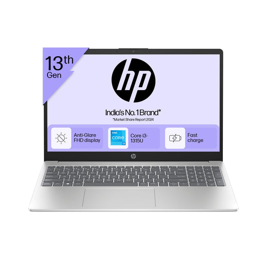 HP 15, 13th Gen Intel Core i3-1315U (8GB DDR4, 512GB SSD) FHD Anti-Glare Micro-Edge, 15.6"/39.6cm, Windows 11, MS Office 21, Grey, 1.59kg, fd0006TU, Intel UHD Graphics, 1080p FHD Camera Laptop 
