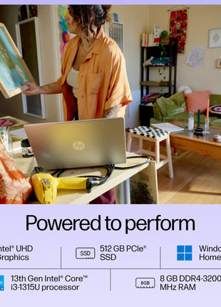 HP 15, 13th Gen Intel Core i3-1315U (8GB DDR4, 512GB SSD) FHD Anti-Glare Micro-Edge, 15.6"/39.6cm, Windows 11, MS Office 21, Grey, 1.59kg, fd0006TU, Intel UHD Graphics, 1080p FHD Camera Laptop 