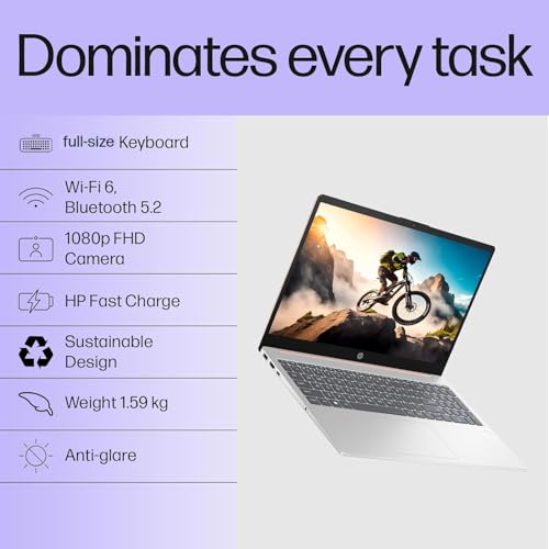 HP 15, 13th Gen Intel Core i3-1315U (8GB DDR4, 512GB SSD) FHD Anti-Glare Micro-Edge, 15.6"/39.6cm, Windows 11, MS Office 21, Grey, 1.59kg, fd0006TU, Intel UHD Graphics, 1080p FHD Camera Laptop 