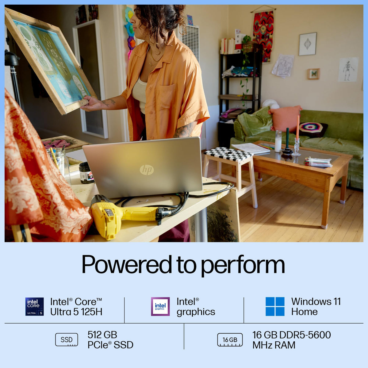 HP 15, Intel Core Ultra 5-125H AI Powered Laptop (16GB RAM, 512GB SSD), IPS, 300nits, 15.6"/39.6cm, FHD, Win 11, Office 2021, Silver, 1.65Kg, Intel Arc Graphics, FHD Camera, Backlit KB, fd1099TU 