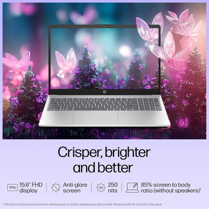 HP 15, Intel Core i3-1315U-13th Gen Laptop (8GB DDR4 Ram,512GB SSD) Anti-Glare, Micro-Edge,15.6'' FHD, Win11,M365 Basic(1yr),Office Home24, Silver,1.59kg, FHD 15-FD0569TU/FD0129TU 