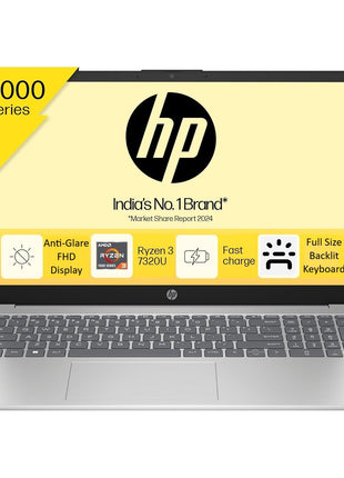 HP 15 AMD Ryzen 3 7320U (8GB Ram/512GB SSD/Fhd/15.6" (39.6 Cm)/Backlit Keyboard/Windows 11/Ms Office 21/1.59Kg/Silver) Fc0026Au Laptop 
