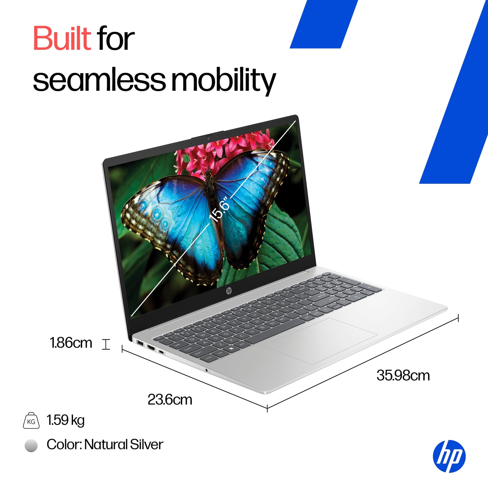 HP 15 Laptop Ryzen 3 7320U 8GB RAM 512GB SSD 15.6in Silver 