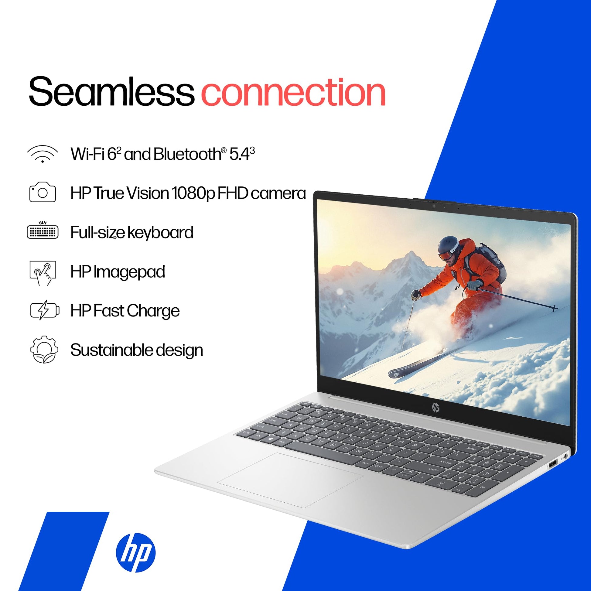 HP 15 Laptop Ryzen 3 7320U 8GB RAM 512GB SSD 15.6in Silver 