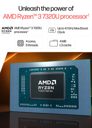 HP 15 Laptop Ryzen 3 7320U 8GB RAM 512GB SSD 15.6in Silver 