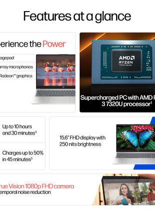 HP 15 Laptop Ryzen 3 7320U 8GB RAM 512GB SSD 15.6in Silver 