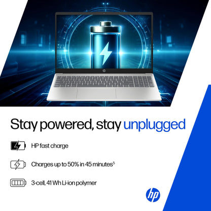 HP 15, AMD Ryzen 7 5825U (16GB DDR4, 512GB SSD) FHD, Anti-Glare, Micro-Edge,15.6''/39.6cm, Win11, M365(1yr)* Office24, Silver, 1.59kg, fc0476AU, Radeon Graphics, FHD Camera w/Shutter, Backlit Laptop 