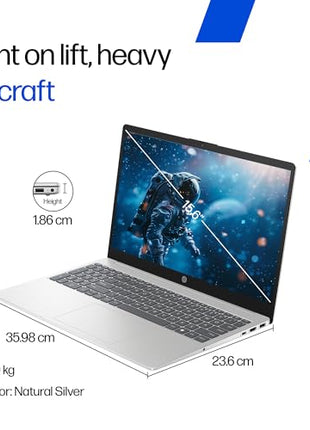 HP 15, AMD Ryzen 7 7735HS (16GB DDR5,512GB SSD) FHD, Anti-Glare, Micro-Edge, 15.6''/39.6cm, Win11, M365 Basic(1yr)* Office24, Silver, 1.59kg, fc1038AU, AMD Radeon FHD Camera w/Shutter, Backlit Laptop 