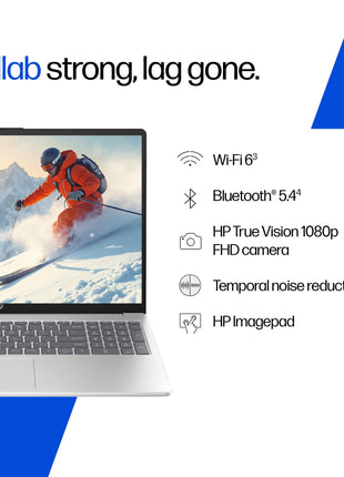 HP 15, AMD Ryzen 7 7735HS (16GB DDR5,512GB SSD) FHD, Anti-Glare, Micro-Edge, 15.6''/39.6cm, Win11, M365 Basic(1yr)* Office24, Silver, 1.59kg, fc1038AU, AMD Radeon FHD Camera w/Shutter, Backlit Laptop 