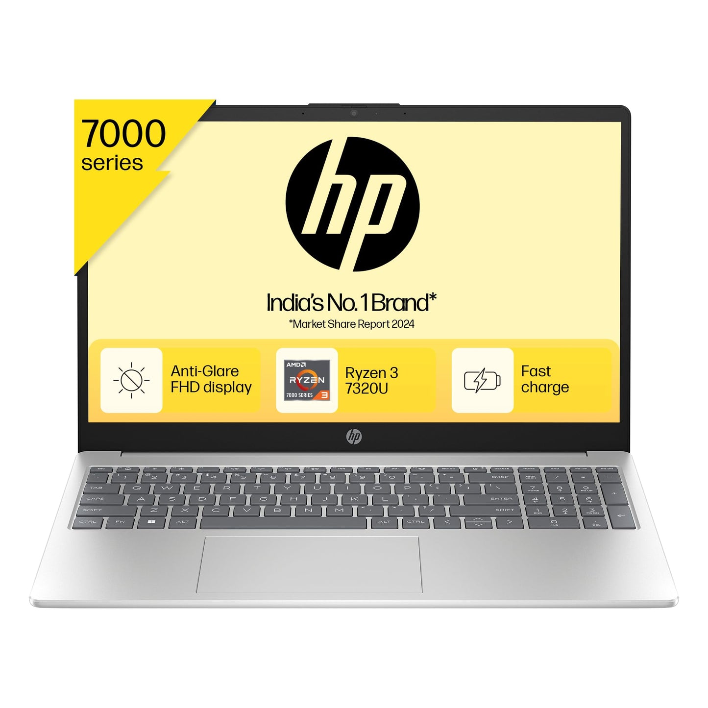 HP 15 AMD Ryzen 3 7320U (8GB Ram/512GB SSD/Fhd/15.6" (39.6 Cm)/Backlit Keyboard/Windows 11/Ms Office 21/1.59Kg/Silver) Fc0026Au Laptop 