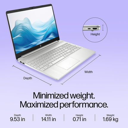 HP 15s,12th Gen Intel Core i3-1215U, 8GB DDR4, 256GB SSD, Anti-Glare, Micro-Edge, 15.6-inch(39.6cm) FHD Laptop, Intel UHD Graphics, Full-Size KB (Win 11, Office 21, Silver, 1.69kg) fy5010tu 