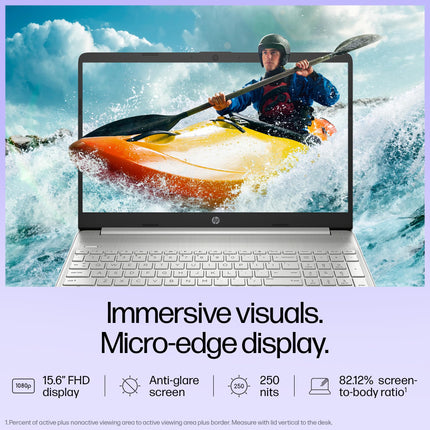 HP 15s,12th Gen Intel Core i3-1215U, 8GB DDR4, 256GB SSD, Anti-Glare, Micro-Edge, 15.6-inch(39.6cm) FHD Laptop, Intel UHD Graphics, Full-Size KB (Win 11, Office 21, Silver, 1.69kg) fy5010tu 