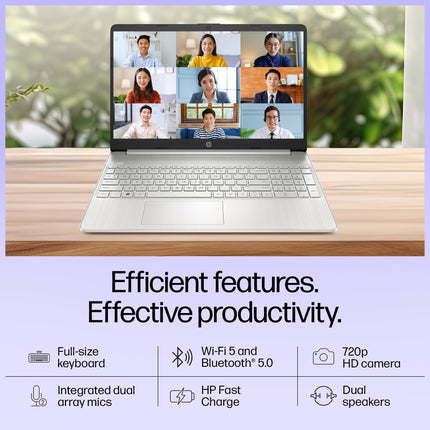 HP 15s,12th Gen Intel Core i3-1215U, 8GB DDR4, 256GB SSD, Anti-Glare, Micro-Edge, 15.6-inch(39.6cm) FHD Laptop, Intel UHD Graphics, Full-Size KB (Win 11, Office 21, Silver, 1.69kg) fy5010tu 