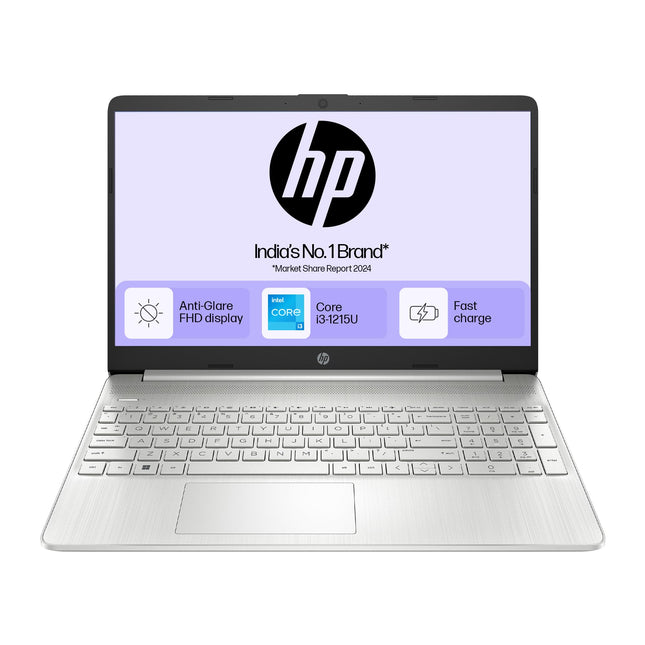 HP 15s, 12th Gen Intel Core i3-1215U, 8GB DDR4, 512GB SSD, (Win 11, Office 21, Silver, 1.69kg) Anti-glare, Micro-edge, 15.6-inch(39.6cm) FHD laptop, Intel UHD Graphics, HD camera, Backlit KB, fq5327tu 