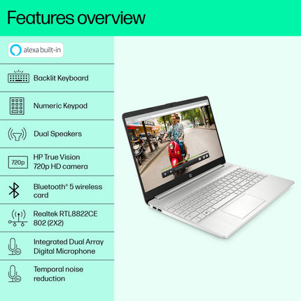 HP 15s, 12th Gen Intel Core i5 16GB RAM/512GB SSD 15.6-inch(39.6 cm) Micro-Edge Anti-Glare FHD Laptop/Win 11/Intel Iris Xe Graphics/Dual Speakers/Alexa/Backlit KB/MSO/Fast Charge, 15s- fq5112TU 