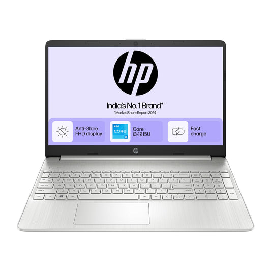 HP 15s, 12th Gen Intel Core i3-1215U, 8GB DDR4, 512GB SSD, (Win 11, Office 21, Silver, 1.69kg) Anti-glare, Micro-edge, 15.6-inch(39.6cm) FHD laptop, Intel UHD Graphics, HD camera, Backlit KB, fq5327tu 