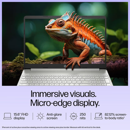 HP 15s, 12th Gen Intel Core i3-1215U, 8GB DDR4, 512GB SSD, (Win 11, Office 21, Silver, 1.69kg) Anti-glare, Micro-edge, 15.6-inch(39.6cm) FHD laptop, Intel UHD Graphics, HD camera, Backlit KB, fq5327tu 