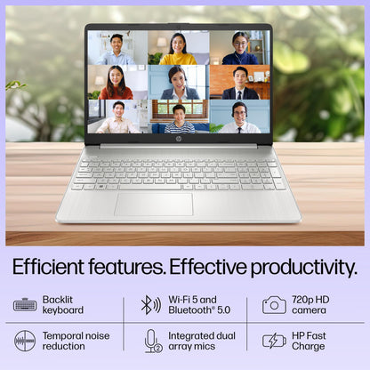 HP 15s, 12th Gen Intel Core i3-1215U, 8GB DDR4, 512GB SSD, (Win 11, Office 21, Silver, 1.69kg) Anti-glare, Micro-edge, 15.6-inch(39.6cm) FHD laptop, Intel UHD Graphics, HD camera, Backlit KB, fq5327tu 