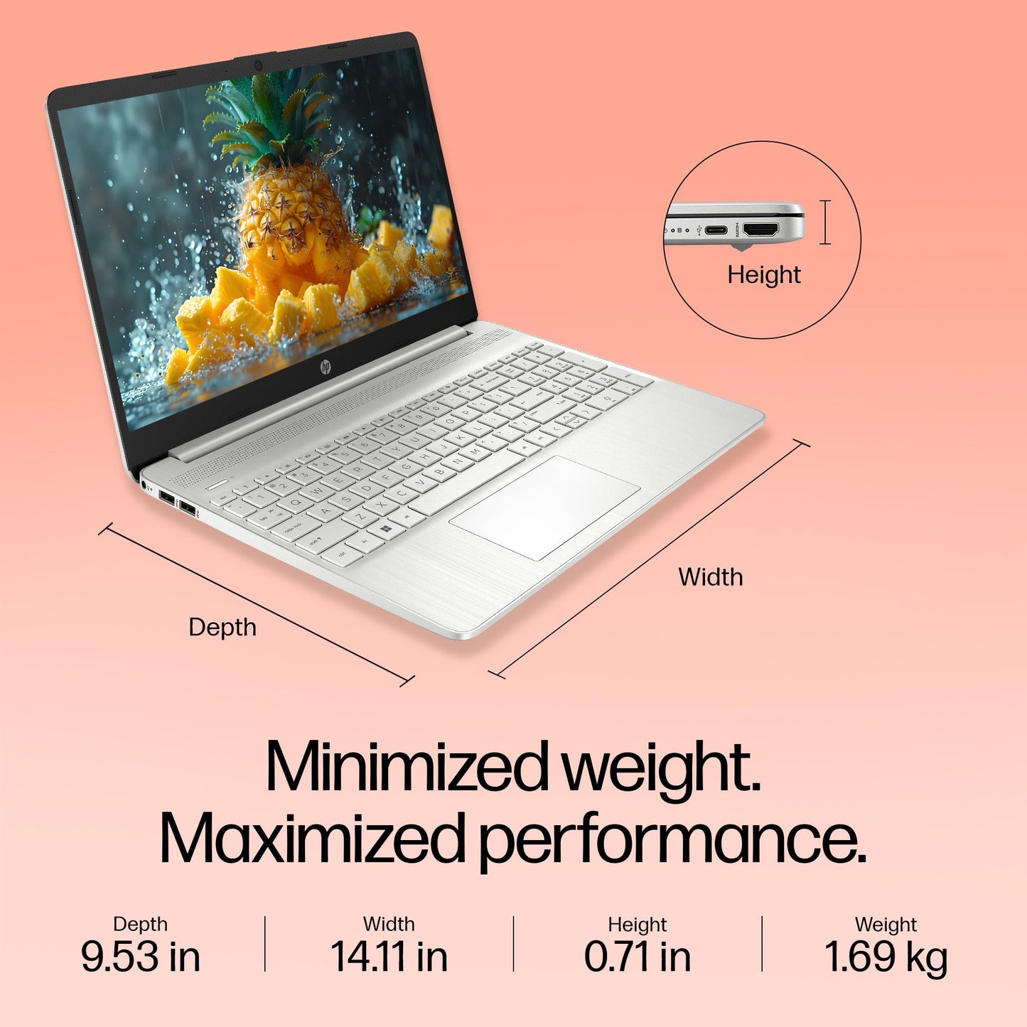 HP 15s Laptop 12th Gen I5 1235U 8GB RAM 512GB SSD 15.6 FHD Windows 11 Silver 