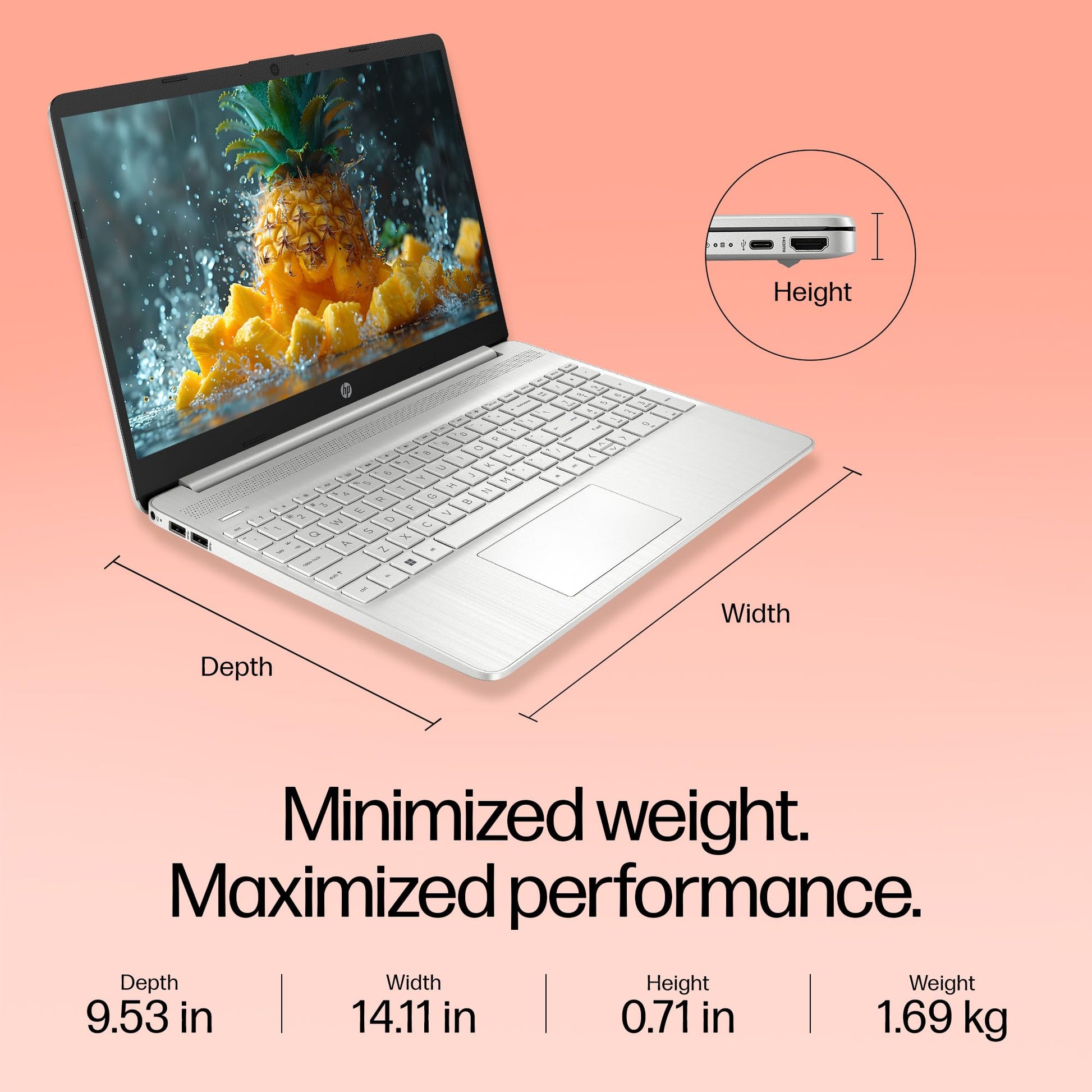 HP 15s Laptop 12th Gen I5 1235U 8GB RAM 512GB SSD 15.6 FHD Windows 11 Silver 