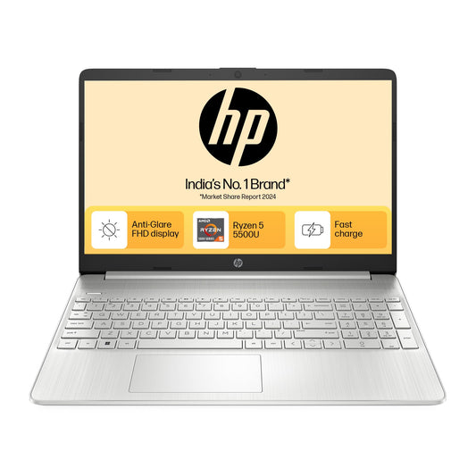 HP 15s, AMD Ryzen 5 5500U, 8GB DDR4, 512GB SSD, (Win 11, Office 21, Silver, 1.69kg), Anti-Glare, 15.6-inch(39.6cm), FHD Laptop, AMD Radeon Graphics, HD Camera, Dual Speakers, eq2144AU 